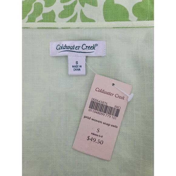 Coldwater Creek Womens Green Floral Print Snap Front Jacket Sz Small 100% Cotton - Picture 9 of 10